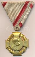 1908. "Katonai Jubileumi Kereszt" aranyozott Br kitüntetés mellszalagon T:1-/2 Hungary 1908. "Diamond Jubilee Cross for the Armed Forces" gold plated decoration with ribbon C:AU/XF