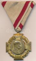 1908. "Katonai Jubileumi Kereszt" aranyozott Br kitüntetés mellszalagon T:2 Hungary 1908. "Diamond Jubilee Cross for the Armed Forces" gold plated decoration with ribbon C:XF