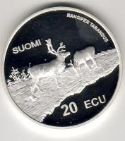 Finnország 1998 20 Ecu Ag "Szarvasok-sport" T:PP