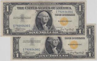Amerikai Egyesült Államok 1935A 1$ (2x) egymásutáni sorszámmal T:II- USA 1935A 1 Dollar (2x) with sequential serial numbers C:VF