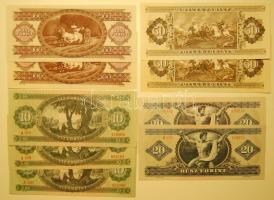 Kis tétel 10Ft 1960, 62, 69 T:II csak egyszer hajtva + 20Ft 1969, 75 T:II csak egyszer hajtva + 50Ft...