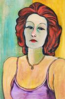 Kelemen Éva (1958-): Bohóc. Olaj, farost, jelzett, keretben, 70×50 cm