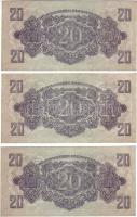 1944 20P "V.H" (3x) egymásutáni sorszámokkal T:I