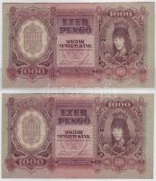 1943 1000 P(3x) "Szálasy" egymásutáni sorszámokkal T:II csak egyszer hajtva!