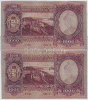 1943 1000 P(3x) "Szálasy" egymásutáni sorszámokkal T:II csak egyszer hajtva!