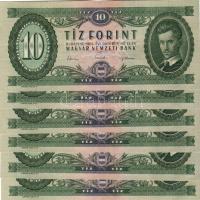 1962 10Ft (6x) egymásutáni sorszámokkal T:II + csak egyszer hajtva, törve nem!