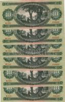 1962 10Ft (6x) egymásutáni sorszámokkal T:II + csak egyszer hajtva, törve nem!
