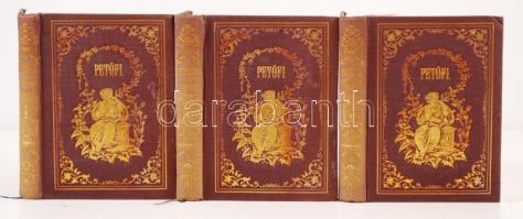 Petőfi Sándor vegyes művei I.-III. kiadta Gyulai Pál, Pest. 1863. Pfeifer Ferdinánd. Aranyozott, vaknyomott egészvászon kötésben (Méhner), aranyozott lapszélekkel, szép állapotban