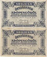 1946 500.000 Adópengő (2x) színvariánsok előlapon több látványos lemezhibával T:II