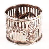 Ezüstözött szalvétagyűrű, jelzett, d:5 cm