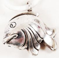 cca 1906 Ezüst (Ag) halacska csörgő karikán, jelzett/Silver children's rattle on ring, 19,4 g