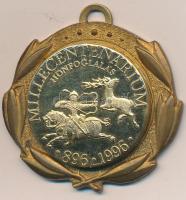 1996. "Millecentenárium, honfoglalás" aranyozott Br emlékérem (45mm) T:2