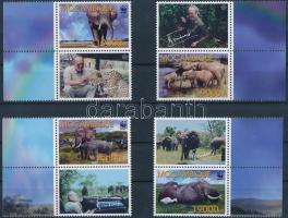 WWF: Elephant margin set with coupon + 4 FDCs, WWF: Elefánt ívszéli szelvényes sor + 4 db FDC