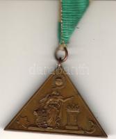 cca. 1890 "Honszeretet Bája 5903" szalagos Br háromszögalakú szabadkőműves tagsági jelvény...