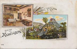 Kisdisznód, Michelsberg; Bauernstube / farmhouse room, floral, litho (small tear)