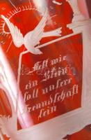 Antik német barátságpohár, " Alt wie ein Stein.." felirattal, hámozott, homok fújt, hibátl...