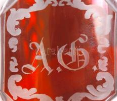 Antik német barátságpohár, " Alt wie ein Stein.." felirattal, hámozott, homok fújt, hibátl...