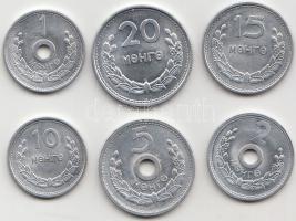 Mongólia 1959. 1M-20M (6xklf) teljes sor T:1-,2
Mongolia 1959. 1 Menge - 20 Menge (6xdiff) complete ...