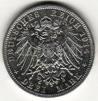Német Birodalom/ Császárság /Poroszország 1914 3 M Ag "II. Vilmos uniformisban" T:2 pici p...