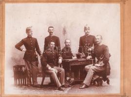 cca 1890 Magyar katonatisztek nagyméretű fotója. Erdélyi műterem / Hungarian soldiers photo 38x33 cm