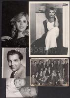 Cca 1930-1970 5 db színész fotó, 6×7-14×12 cm