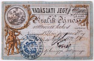 1882 Vadászati jegy, szakadt / Hunter card