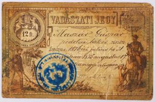 1875 Vadászati jegy, szakadt / Hunter card