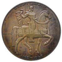 Musti Viktor (1917-1943) 1942. "Szent László / Szent László Hét Nagyváradon - 1942. május 3-10." Br emlékérem (59mm/91.3g) T:2- Hungary 1942. "Saint Ladislaus I" commemorative Br medallion. Sign: Viktor Musti (59mm/91.3g) C:VF