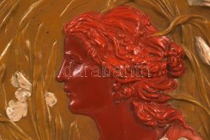 Ernst Wahliss Wien, szecessziós fali dísztál, festett fajansz, jelzett, hibátlan, d:37 cm / Ernst Wa...