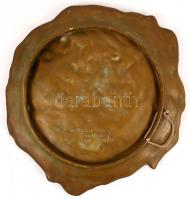 Ernst Wahliss Wien, szecessziós fali dísztál, festett fajansz, jelzett, hibátlan, d:37 cm / Ernst Wa...