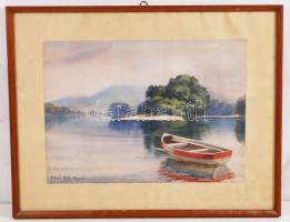 Edvi Illés Panni (1897-1978): Dunakanyar. Akvarell, papír, jelzett, üvegezett keretben, 32×47 cm