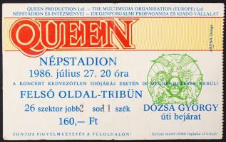 1986 Belépő a Queen zenekar budapesti, a Vasfüggöny mögötti első koncertjére / 1986 Ticket for Queen concert in Budapest