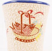 Iparművész mázas kerámia váza, jelzés nélkül, hibátlan m: 33 cm