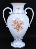 Hollóházi füles padlóváza, matricás, jelzett, hajszálrepedéssel a tetején m: 41 cm