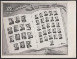 1952 III.H.V. Állomásvezetői-főnöki tanfolyam végzőseinek és tanárainak kistablója, 17x21 cm
