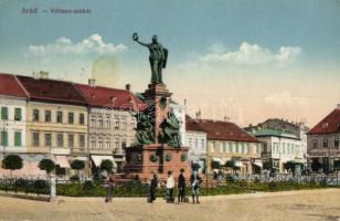Arad, Vértanu-szobor, szappan és gyertyagyár, Daimel Lajos boltja, Kerpel Izso kiadása / statue, soap and candle factory, shop, published by Izso Kerpel (EK)