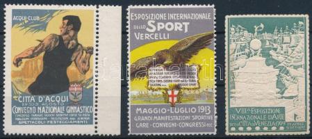 3 db sport témájú külföldi levélzáró