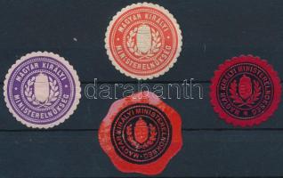 Magyar Kir. Miniszterelnökség 4 db klf pecsétbélyeg