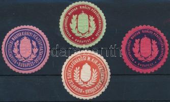 Magyar Kir. és Budapestvidéki Pénzügyi Igazgatóság 4 db klf pecsétbélyeg
