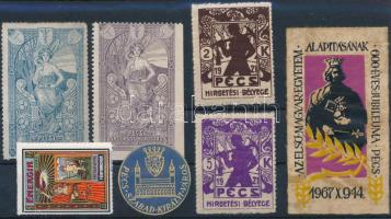 Pécs városhoz kapcsolódó 7 db klf pecsétbélyeg