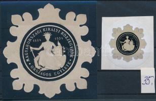 Magyarországi Királyi Közjegyzők Országos Egylete pecsétbélyeg kis- és nagyalakú fénymásolata