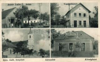 Sármellék, Bohár Lajos üzlete, vasútállomás, Római katolikus templom, községháza