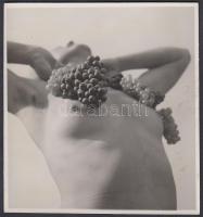 cca 1920-1930 Dr. Csörgeő Tibor: Csemege szőlő, szüretre várva, vintage fotó, jelzetlen, a szerző hagyatékából, a kép felülete nem hibátlan, 8x9 cm