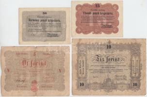 1848-1849. 15Kr + 30Kr + 5Ft + 10Ft T:III,III-