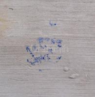 Bodrogkeresztúri kislány a játékbabával, kézzel festett kerámia, jelzett, hibátlan, 11×13 cm