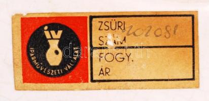 Gorka Iparművészeti Vállalatos füles tál, kézzel festett, mázas kerámia, jelzett, hibátlan, 22×26 cm