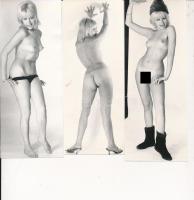 cca 1970-1980 Három finoman erotikus fénykép egy jókedvű, vidám, ám kacér modellről, 18x7 cm / erotic photos