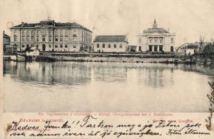 Lugos, Főgimnázium, színház / secondary school, theatre (fa)