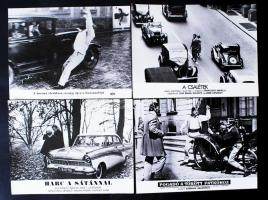cca 1950-1980 Régi autók régi filmekből, 13 db filmfotó feliratozva, 18x24 cm