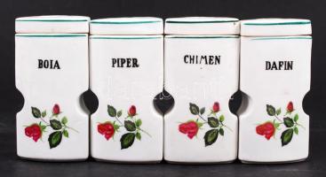 Alba Iulia fűszertartó készlet, egyik sérült, matricás, jelzett, 6 db nagy és 4 db kicsi, m:17 cm, m...